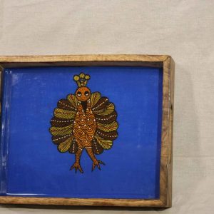 Wooden Tray Gond Art Bird