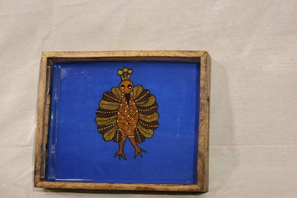 Wooden Tray Gond Art Bird