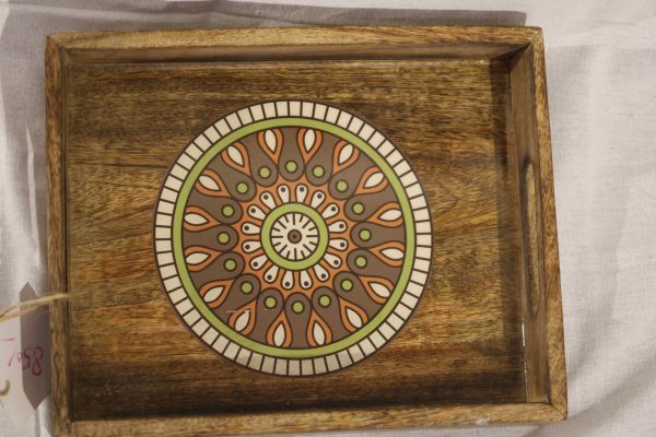 Wooden Tray Multicolor Gond Pattern