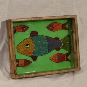 Wooden Tray 5 Fishes